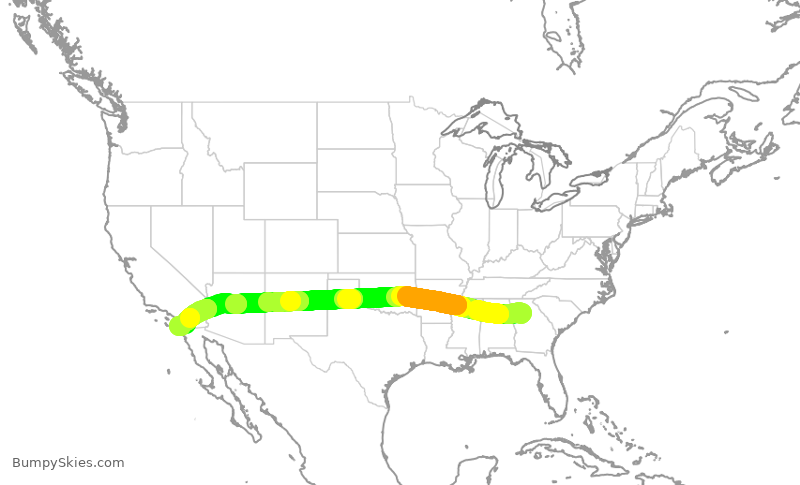 Turbulence forecast map for DAL712, ATL to SAN