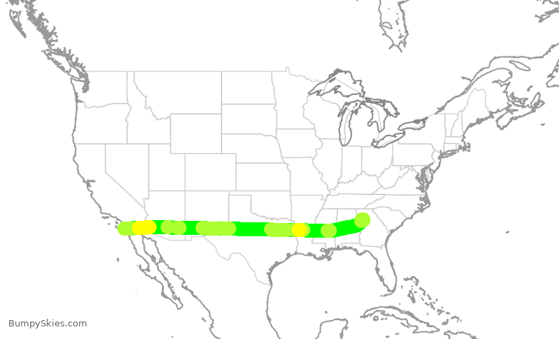 Turbulence forecast map for DAL712, SAN to ATL