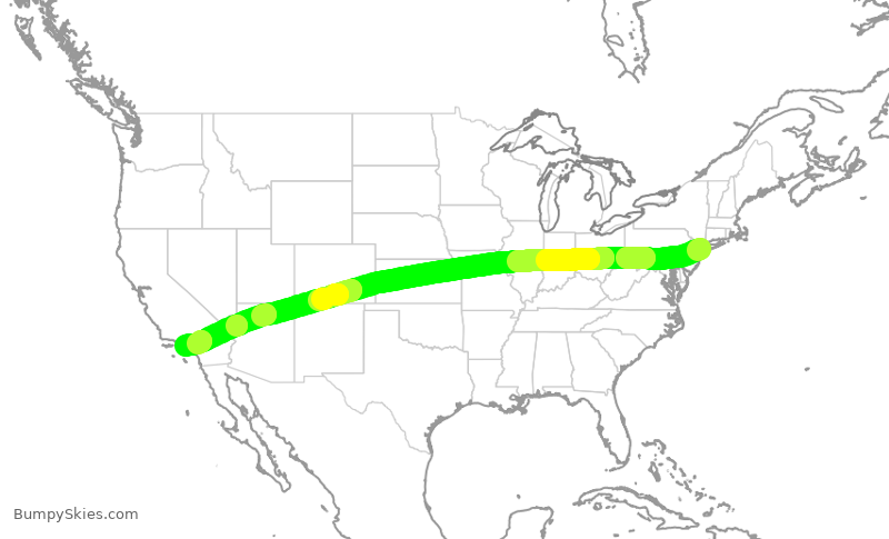 Turbulence forecast map for DAL713, JFK to LAX