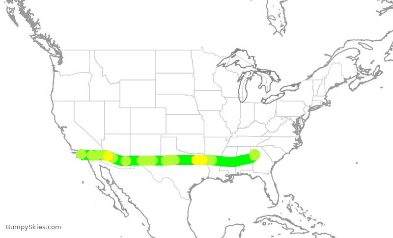 Turbulence forecast map for DAL715, LAX to ATL