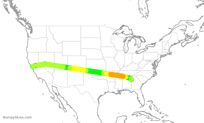 Turbulence forecast map for DAL715, SFO to ATL
