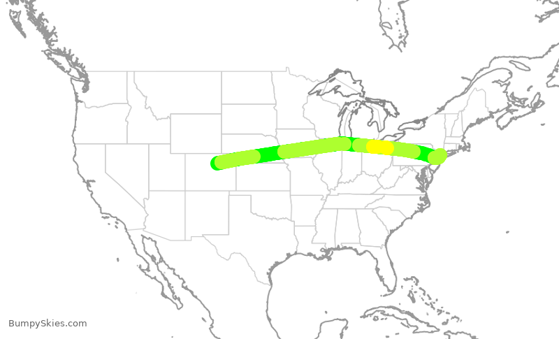 Turbulence forecast map for DAL716, DEN to LGA