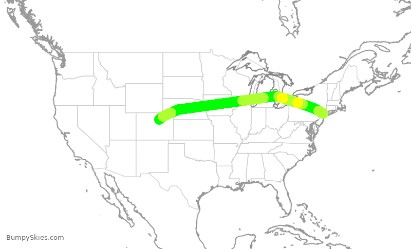 Turbulence forecast map for DAL716, LGA to DEN