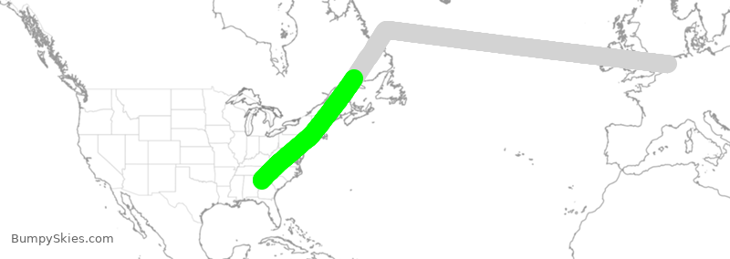 Turbulence forecast map for DAL71, HAM to ATL
