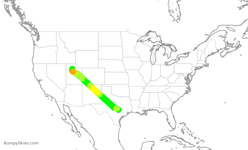 Turbulence forecast map for DAL720, SLC to AUS