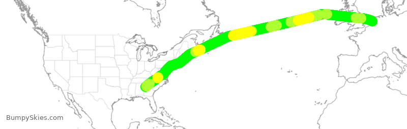 Turbulence forecast map for DAL72, ATL to AMS