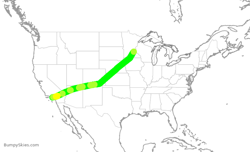 Turbulence forecast map for DAL733, MSP to LAX
