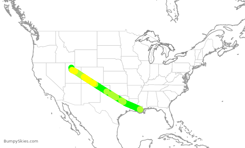 Turbulence forecast map for DAL736, MSY to SLC
