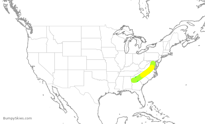 Turbulence forecast map for DAL737, ATL to DCA
