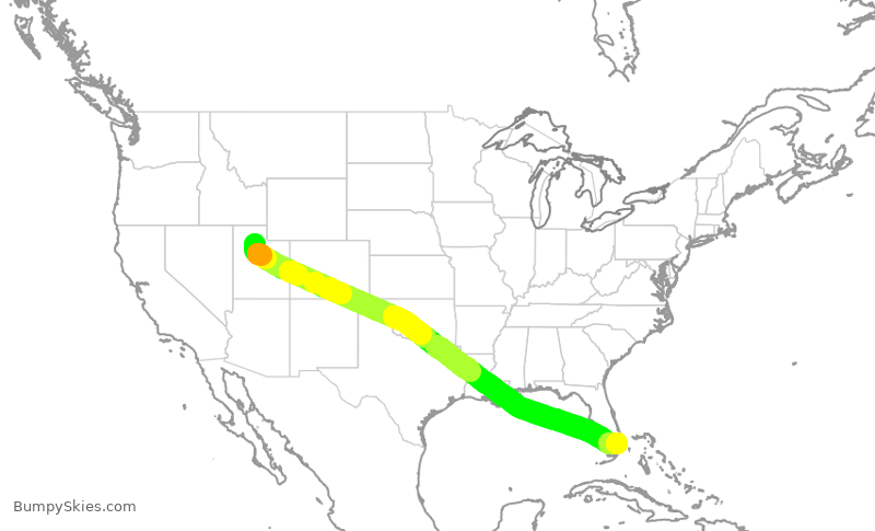 Turbulence forecast map for DAL745, SLC to FLL