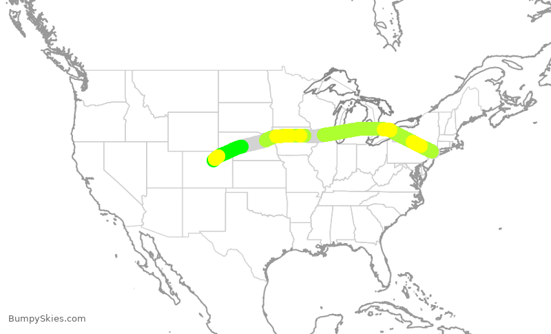 Turbulence forecast map for DAL751, LGA to DEN