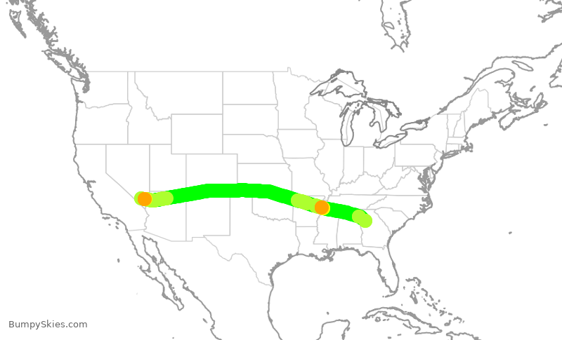 Turbulence forecast map for DAL755, LAS to ATL