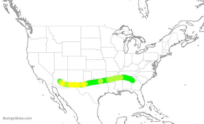 Turbulence forecast map for DAL757, PHX to ATL