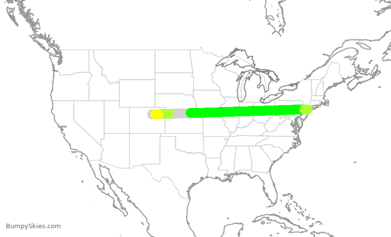 Turbulence forecast map for DAL758, DEN to JFK