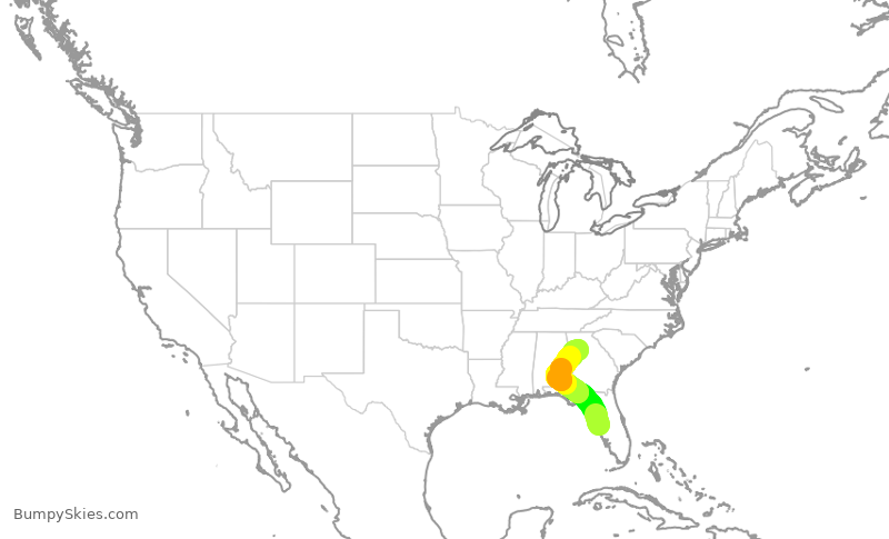 Turbulence forecast map for DAL759, TPA to ATL