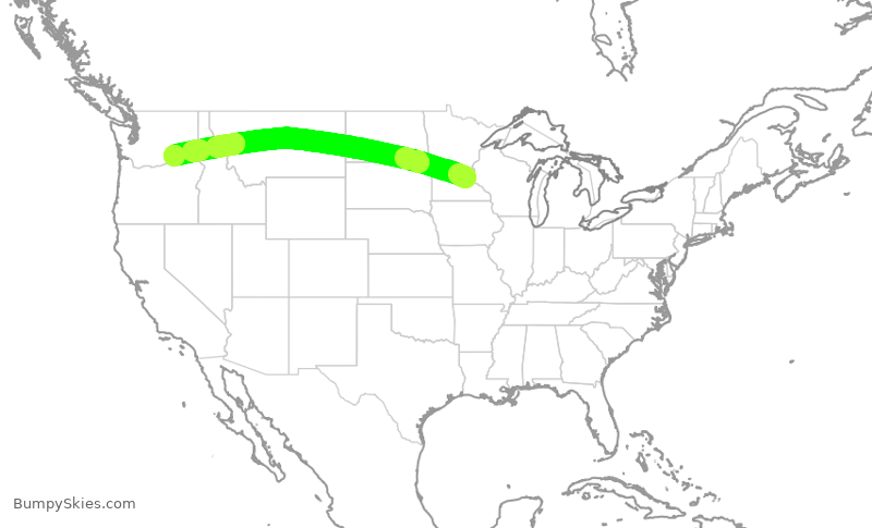 Turbulence forecast map for DAL762, MSP to PSC