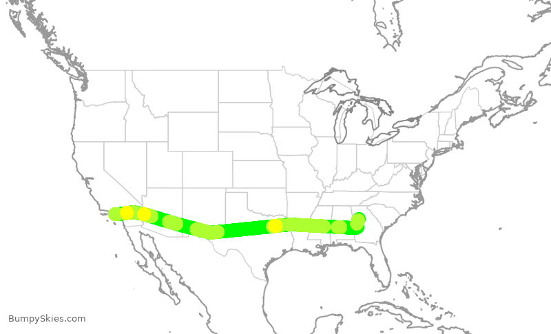 Turbulence forecast map for DAL763, ATL to LAX