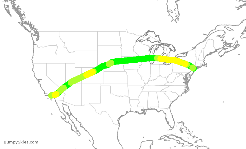 Turbulence forecast map for DAL773, JFK to LAX