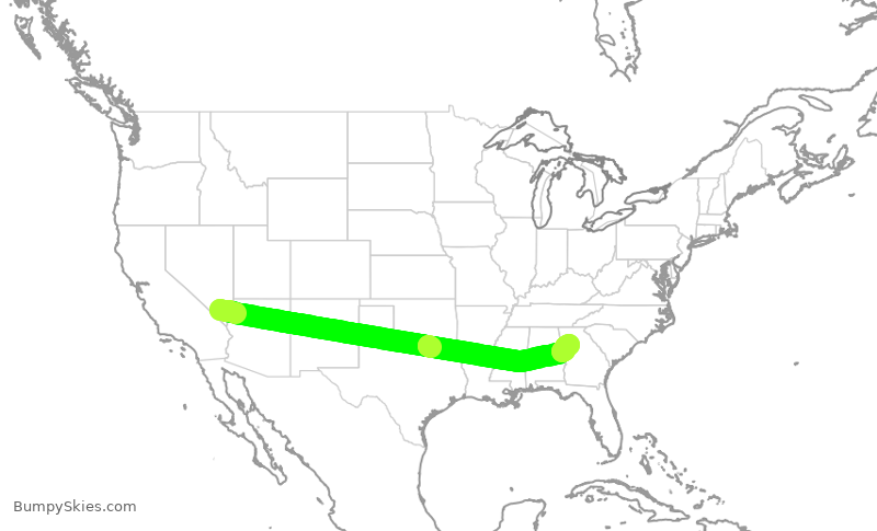 Turbulence forecast map for DAL777, LAS to ATL