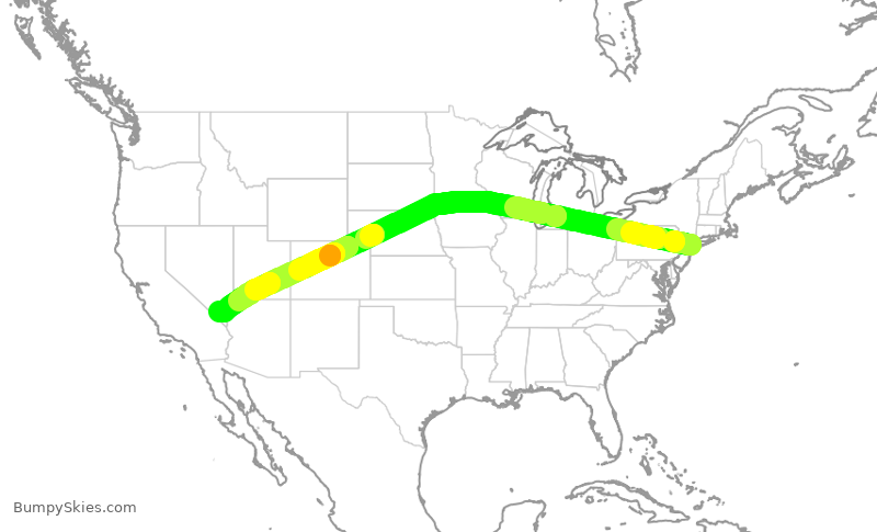Turbulence forecast map for DAL778, JFK to LAS
