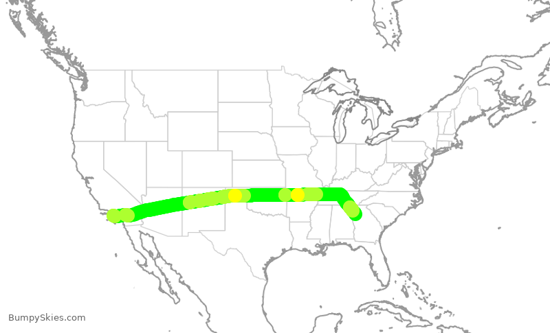 Turbulence forecast map for DAL782, LAX to ATL