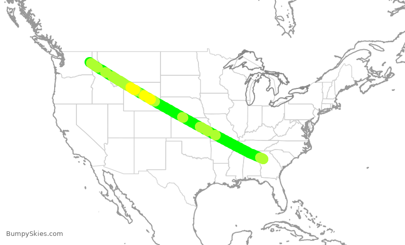Turbulence forecast map for DAL787, GEG to ATL