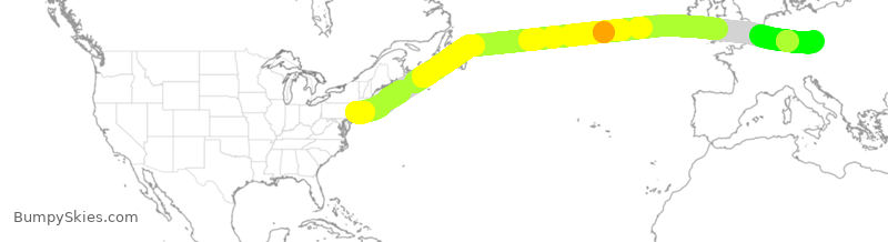 Turbulence forecast map for DAL78, JFK to KPR