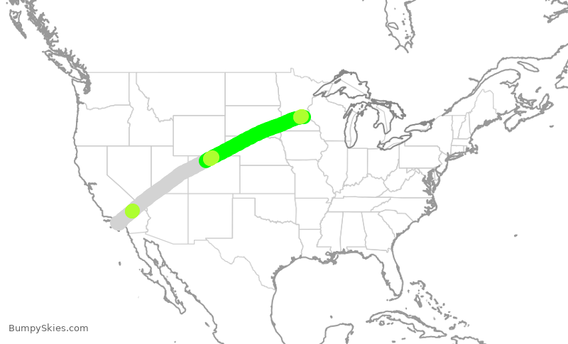 Turbulence forecast map for DAL792, LAX to MSP