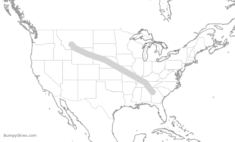 Turbulence forecast map for DAL793, BZN to ATL