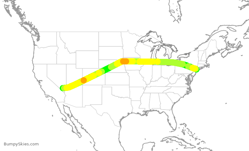 Turbulence forecast map for DAL795, LAS to JFK