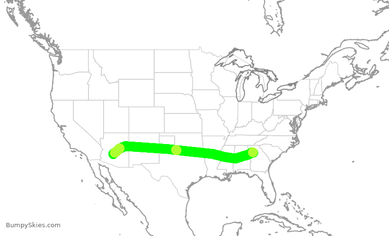 Turbulence forecast map for DAL796, ATL to PHX
