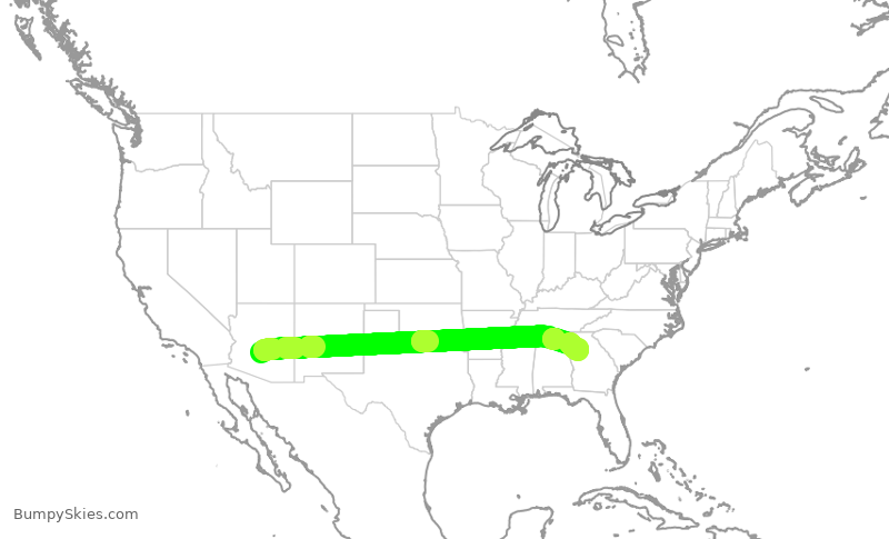 Turbulence forecast map for DAL796, PHX to ATL