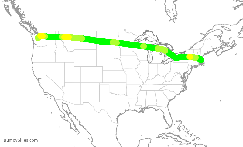 Turbulence forecast map for DAL797, BOS to SEA
