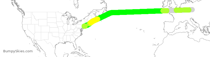 Turbulence forecast map for DAL79, PRG to JFK