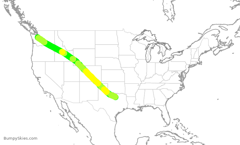 Turbulence forecast map for DAL803, DFW to SEA