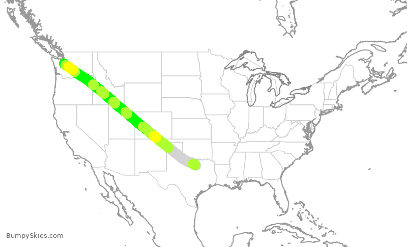 Turbulence forecast map for DAL804, DFW to SEA