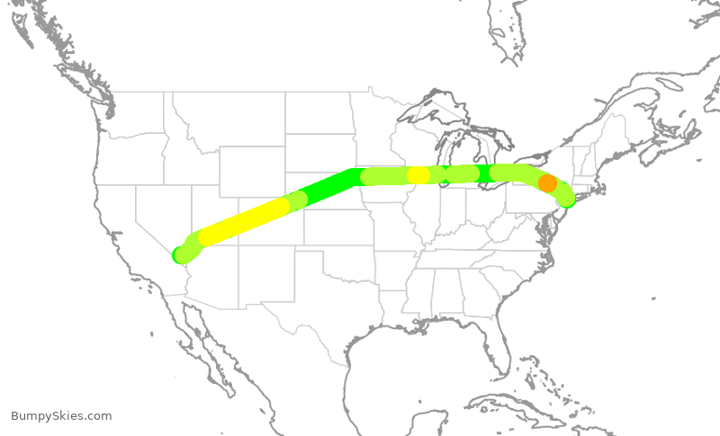 Turbulence forecast map for DAL806, JFK to LAS
