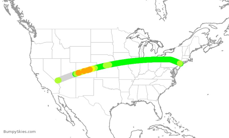 Turbulence forecast map for DAL807, LAS to JFK