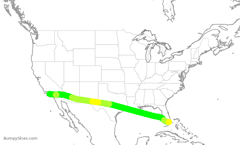 Turbulence forecast map for DAL811, LAX to MIA