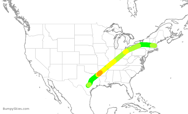 Turbulence forecast map for DAL816, BOS to SAT