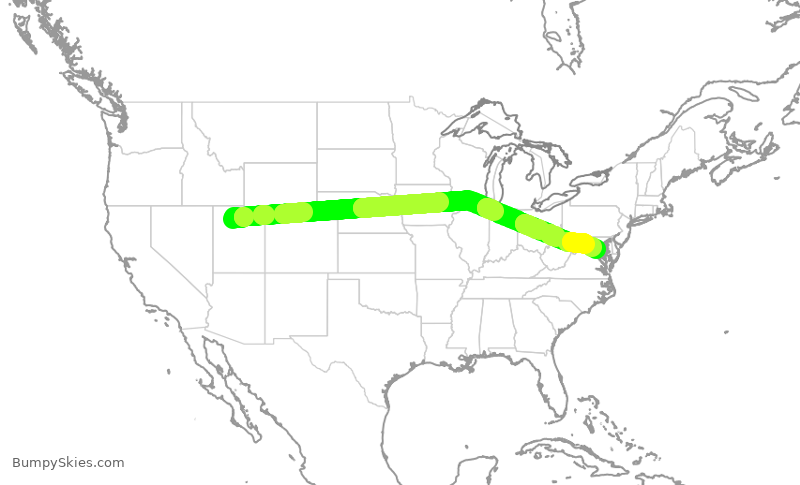 Turbulence forecast map for DAL820, SLC to DCA