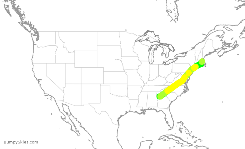 Turbulence forecast map for DAL821, ATL to BOS