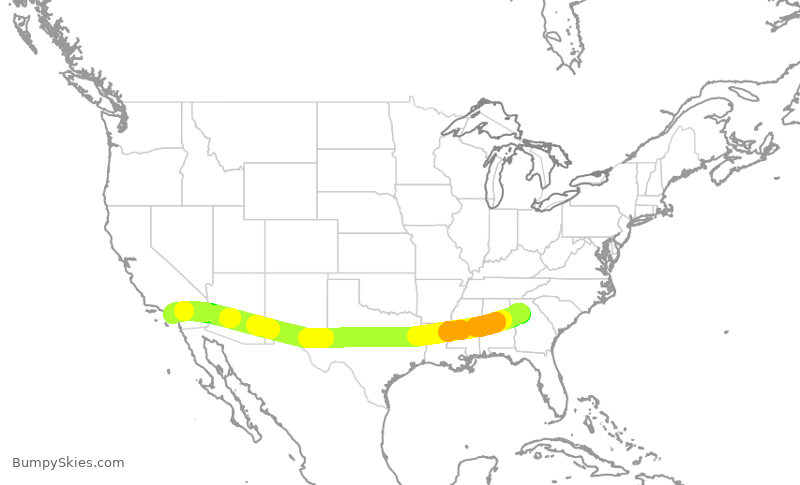 Turbulence forecast map for DAL826, ATL to SNA
