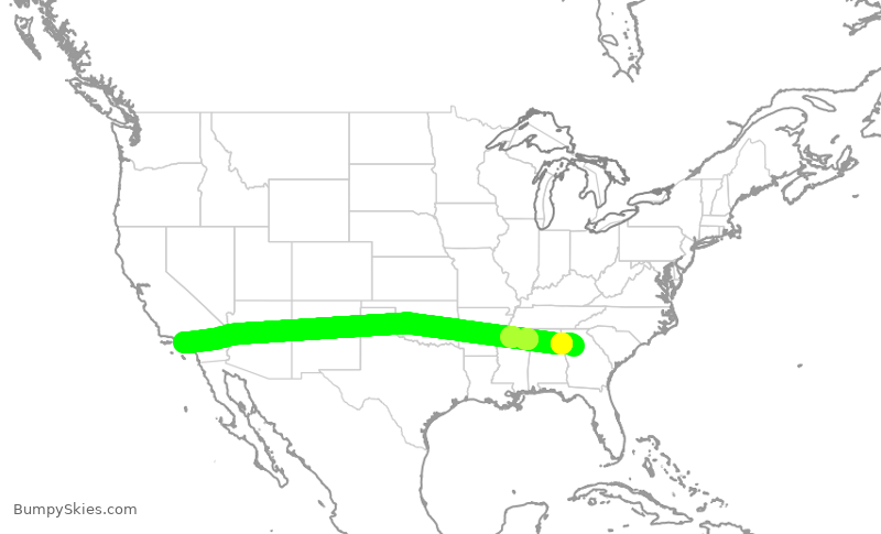 Turbulence forecast map for DAL827, ATL to LAX