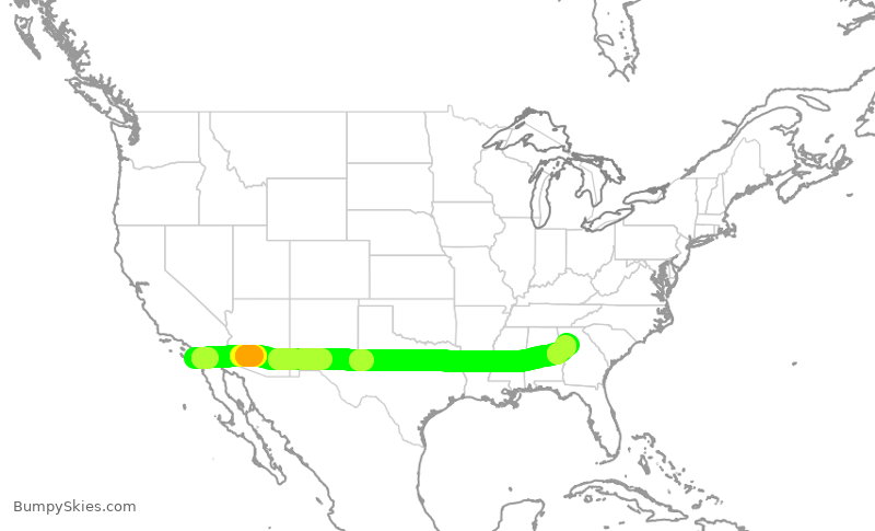 Turbulence forecast map for DAL828, SAN to ATL