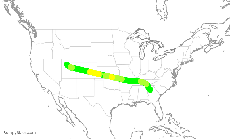 Turbulence forecast map for DAL830, ATL to SLC