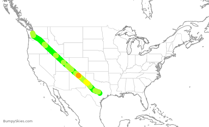 Turbulence forecast map for DAL831, SEA to AUS