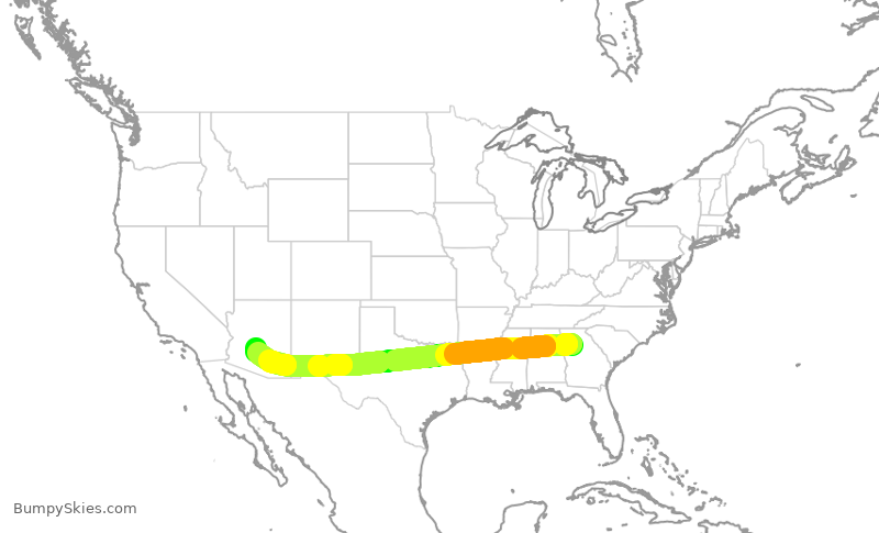 Turbulence forecast map for DAL836, ATL to PHX