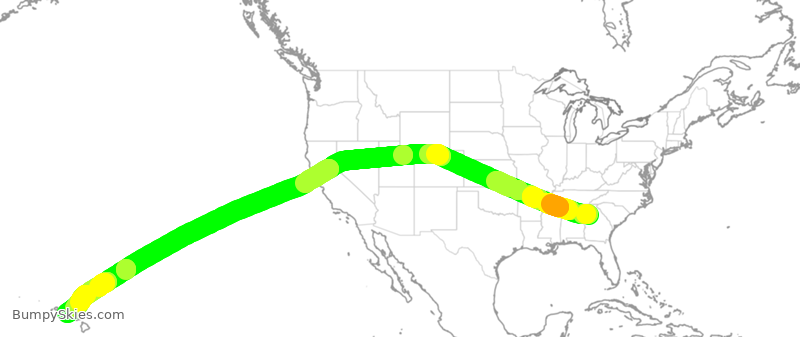 Turbulence forecast map for DAL837, ATL to HNL