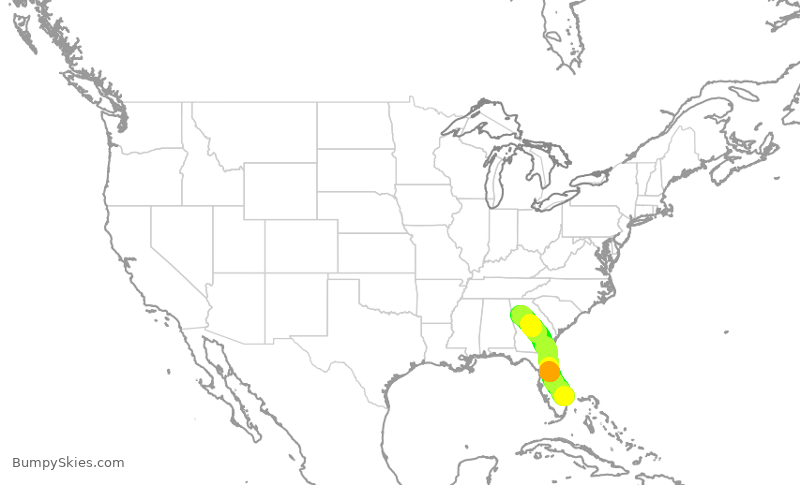 Turbulence forecast map for DAL838, KDJT to ATL